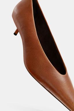 LEATHER KITTEN HEEL SHOES - Zara фото 6