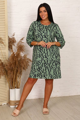 Платье с карманами футер с лайкрой, зеленый (689-3) - Плиона фото 3