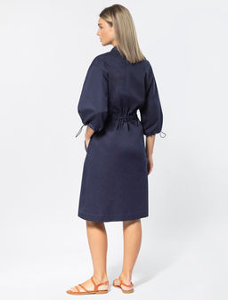 VILATTE / Платье на кулисе с регуляторами из хлопка с эластаном  фото 5