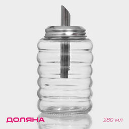 Сахарница Доляна «Волны», 280 мл, 7×13.5 см, с дозатором, стекло, прозрачная