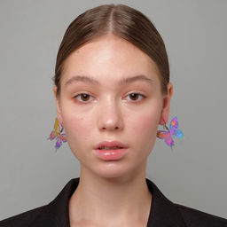 Серьги металл Бабочки кружевные, цвет бензиновый