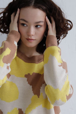 Джемпер бежево-лимонный с шерстью мериноса - Martichelli фото 6