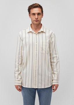 Cizgili Lacivert Gomlek - Mavi фото 3