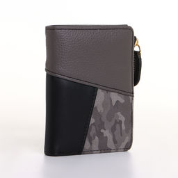 Кошелёк женский на кнопке, 11.5×2×9 см, комбинированный, серый