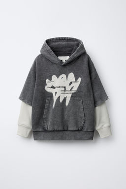 DOUBLE SLEEVE PRINT HOODIE