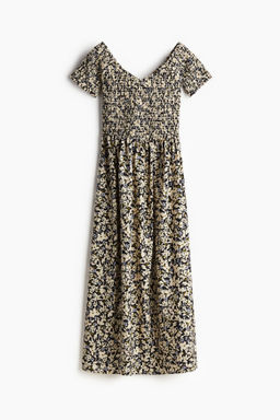 Vestido off-the-shoulder con cuerpo nido de abeja - H&m фото 7