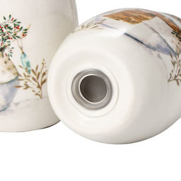 Набор для специй Доляна Рождественский снеговик, 3 предмета: солонка 130 мл, перечница 130 мл, подставка  фото 3