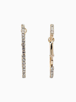 Серьги-кольца со стразами d=4,5см, цвет белый в золоте