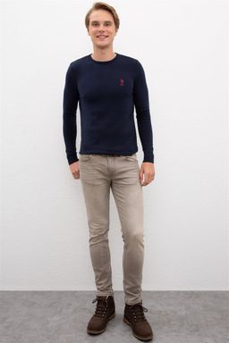 U. S. Polo Assn / Мужской трикотажный свитер темно-синего цвета с круглым вырезом Basic - U.s. polo assn фото 4