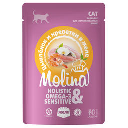 MOLINA. Пауч для взрослых кошек. Цыпленок и креветки в желе, 70 г, 1061212