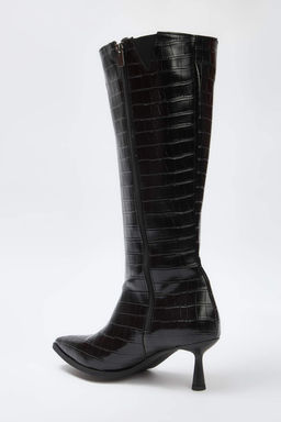 Siyah Kroko Sivri Burun Ince Topuklu Kad?n CizmeTAKAW26CZ00010 - Trendyolmilla фото 6