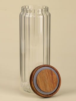Банка для сыпучих продуктов SL-Home «Дафна», 1.3 л, 9×26 см, с деревянной крышкой. стекло, прозрачная