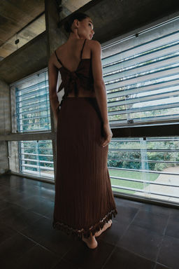 FALDA PAREO MIDI FLECOS / Marr?n - Zara фото 3
