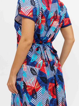 Халат женский, цвет синий красный