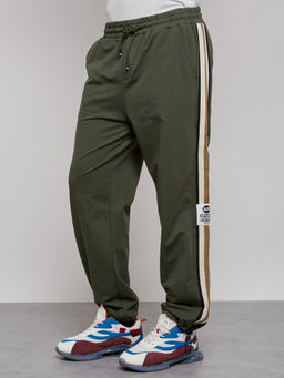 Широкие спортивные штаны трикотажные мужские цвета хаки 12903Kh - Mtforce фото 14