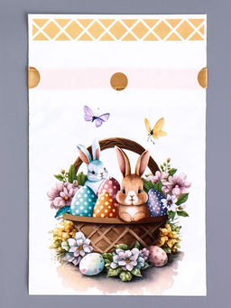 Цена за 50 шт. Пакет полиэтиленовый подарочный «Заяц с цветами», с завязками, 15×23 см МИКС