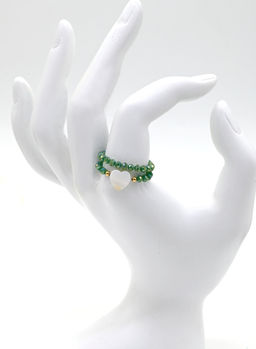 Колечко на резинке с перламутром Сердце и цирконом цвет небесно голубой - Радуга камня фото 7