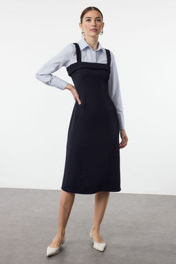 TRENDYOLMILLA Lacivert Cizgili Gomlek Detayl? Vucuda Oturan Mini Dokuma Elbise TWOAW25EL00423 фото 6