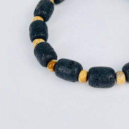 Браслет из Лавы и песочной Яшмы 21 см