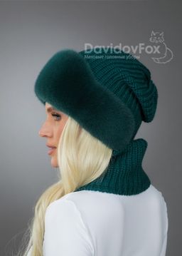 Комплект Ника норка трикотаж изумруд манишка