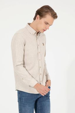 U. S. Polo Assn / Рубашка мужская бежевая Uzunkol Basic - U.s. polo assn фото 4