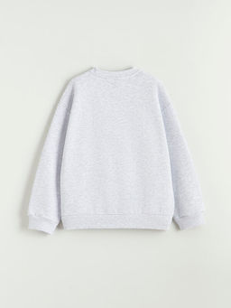 Stitch Bask?l? K?z ?ocuk Kal?n Sweatshirt