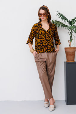 Блуза NIKVA н481-1 горчичный леопард