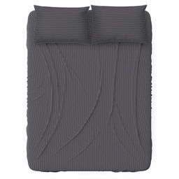 Простыня Евростандарт 240х220см Графит, сатин страйп 1х1см 130г/м2, хлопок 100%, упаковка классическая ПВХ 28х41см, Домашняя мода (Россия)