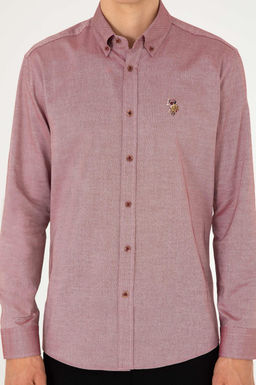 Мужская бордово-красная базовая рубашка с длинным рукавом Неожиданная скидка в корзине - U.s. polo assn фото 6