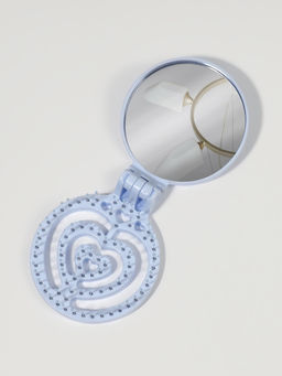 Расчёска массажная, складная, с зеркалом, d=6.6 см, голубая