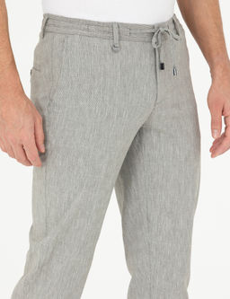 A__k Ye_il Ex. Slim Fit Keten Kar___ml_ Kuma_ Pantolon