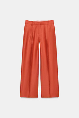 PANTAL?N RECTO PINZAS / Naranja oscuro - Zara фото 7