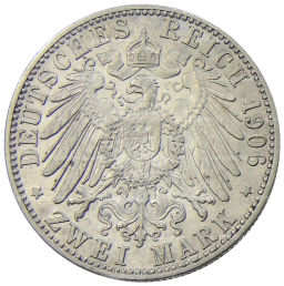 2 марки 1906 года Германия (Баден)  50 лет свадьбе Фридриха I и Луизы Прусской
