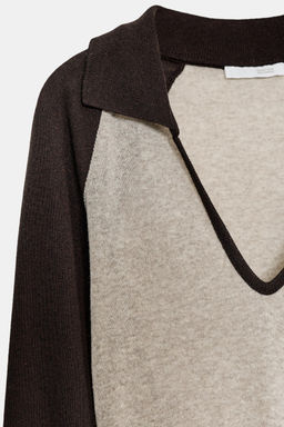 CONTRAST POLO COLLAR T-SHIRT - Zara фото 8