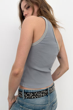 TOP ASIM?TRICO BRILLOS / Gris oscuro - Zara фото 5