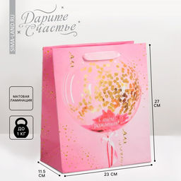 Цена за 2 шт. Пакет подарочный ламинированный, упаковка, «С Днем Рождения!», ML 23 х 27 х 11.5 см