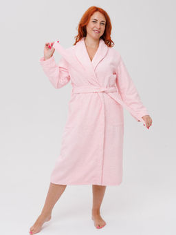Женский махровый халат с шалькой Бамбук пудрово-розовый МЗ-02 Бамбук (102)