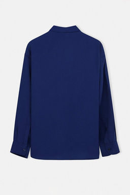 Lacivert Regular Fit Modal Dokulu Ince Yazl?k Gomlek TMNSS26GO00040