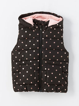 Kap??onlu Puantiyeli K?z ?ocuk ?i?me Yelek