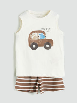 Bask?l? Erkek Bebek Atlet ve ?ort 2li