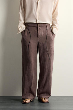 PANTAL?N RELAXED FIT 100% LINO / Marr?n - Zara фото 2