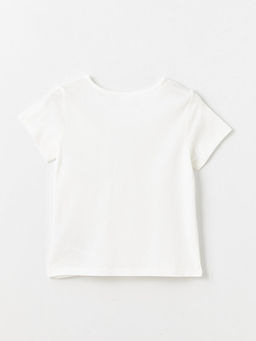 Bisiklet Yaka Bask?l? K?sa Kollu K?z ?ocuk Ti??rt ve ?ort - Waikiki фото 3