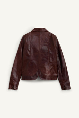LIMITED EDITION 100% LEATHER CROPPED BLAZER - Zara фото 6