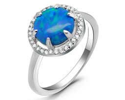 Кольцо из серебра опал синий, МОВ0309