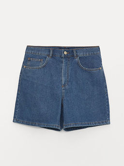 Y?ksek Bel Bermuda Fit Kad?n Jean ?ort