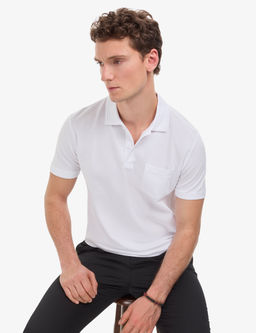 Beyaz Regular Fit %100 Pamuk Cepli K_vr_lmaz D__meli Polo Yaka Basic Ti__rt