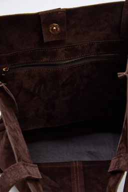 Koyu Kahverengi Premium Hakiki Deri Suet Kad?n Maksi Boy Omuz Cantas? TAKAW26OC00041 - Trendyolmilla фото 6