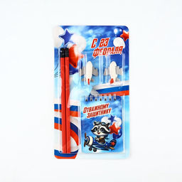 Подарочный набор «С 23 февраля», карандаши 2 шт., ластики 2 шт., блокнот