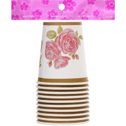 Цена за 6 шт. Стакан бумажный 0,2л в наборе 10 шт "Розовый сад"