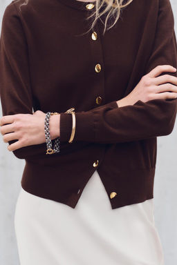 PLAIN KNIT CARDIGAN WITH GOLD BUTTONS - Zara фото 2